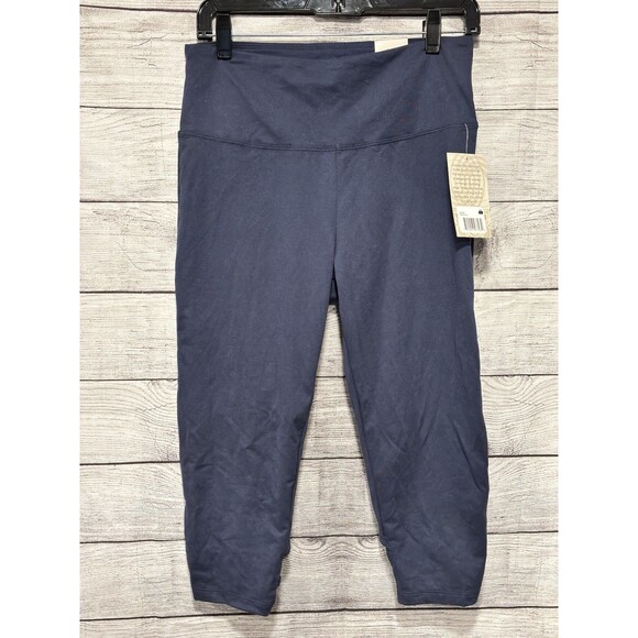 Marika Pants - Women's Marika Cut Back High Waist Crop Leggings Blue High Waist Sz L workout